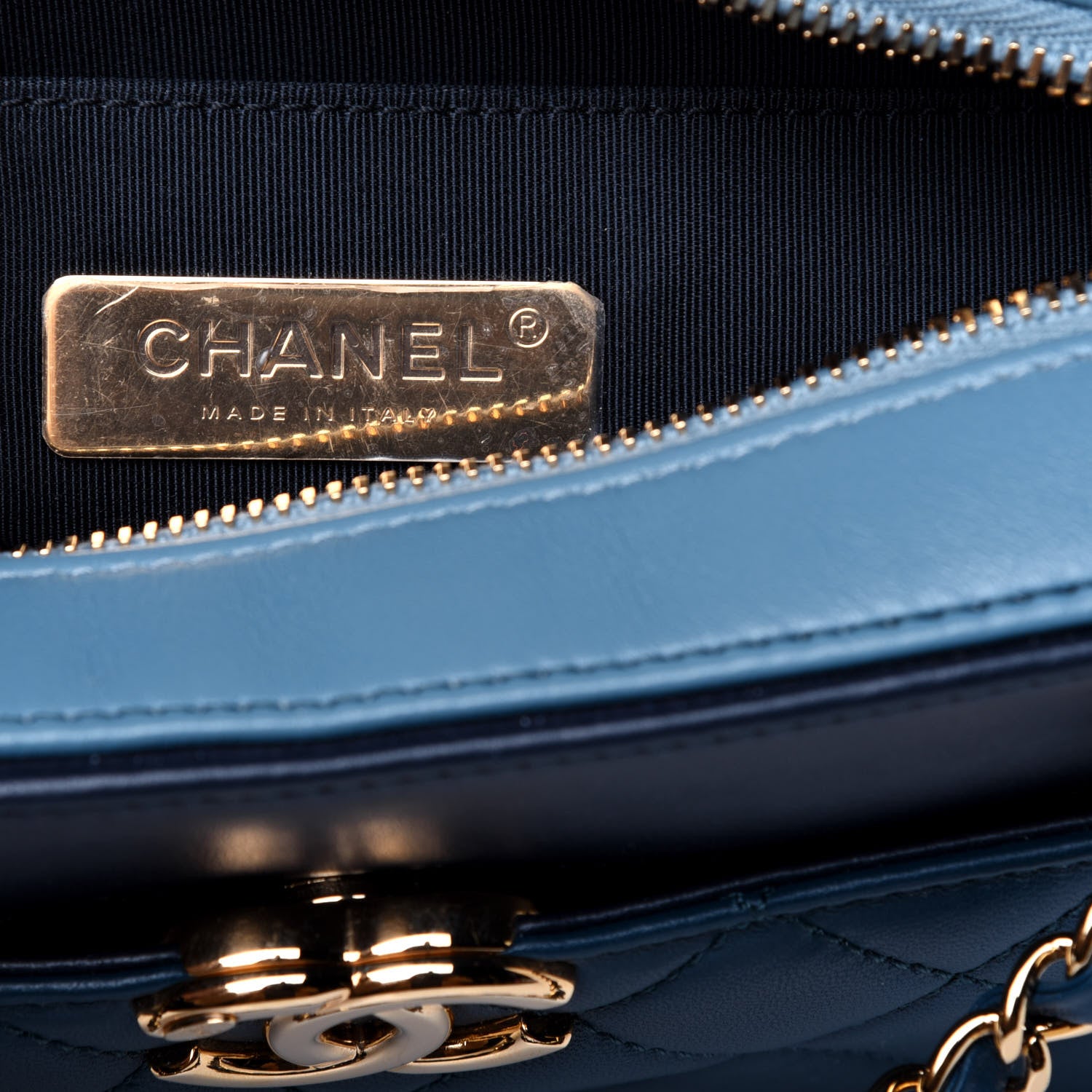 Chanel Lambskin Quilted Camera Case Blue 6 of 12