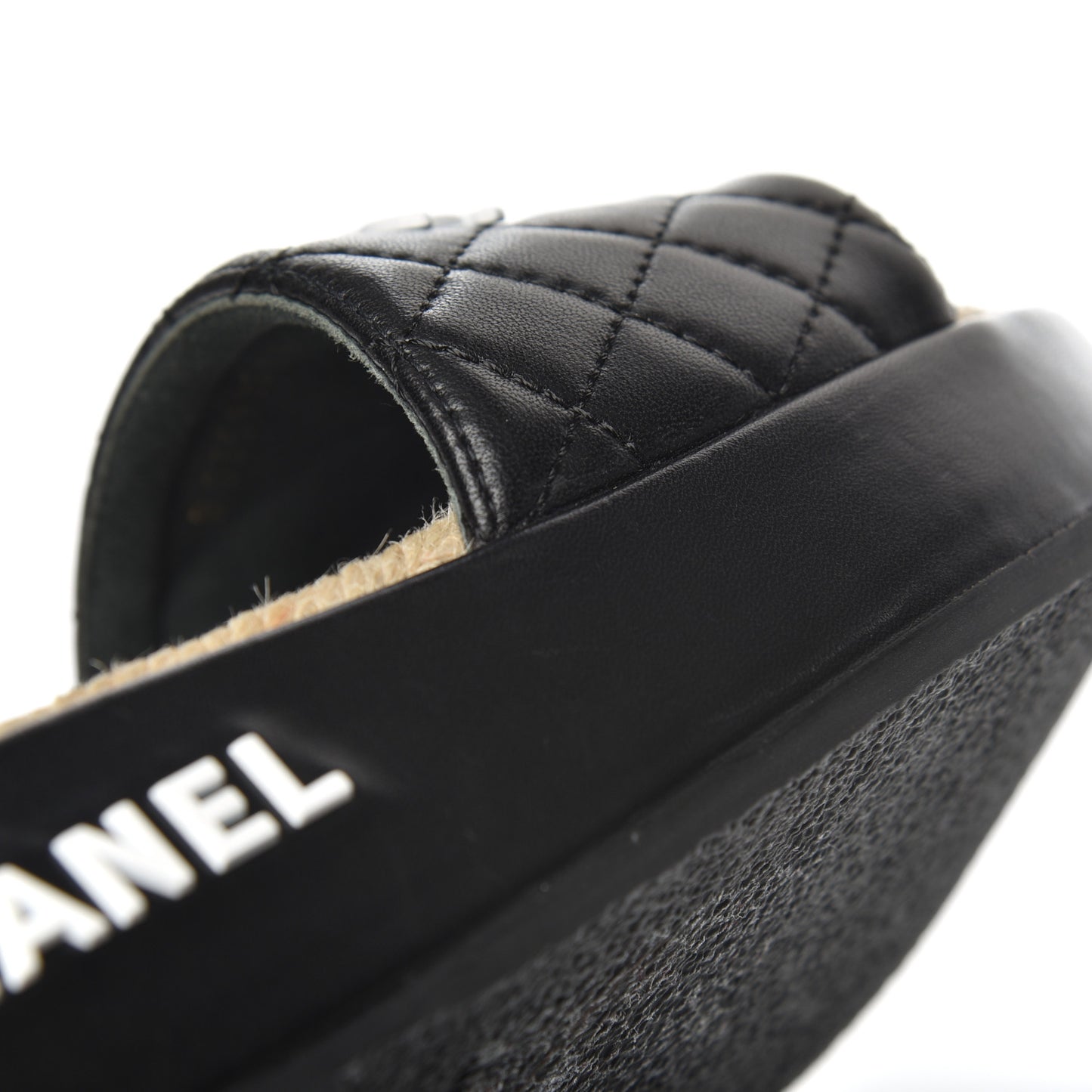Lambskin Quilted CC Espadrille Slip On Sandals 35 Black