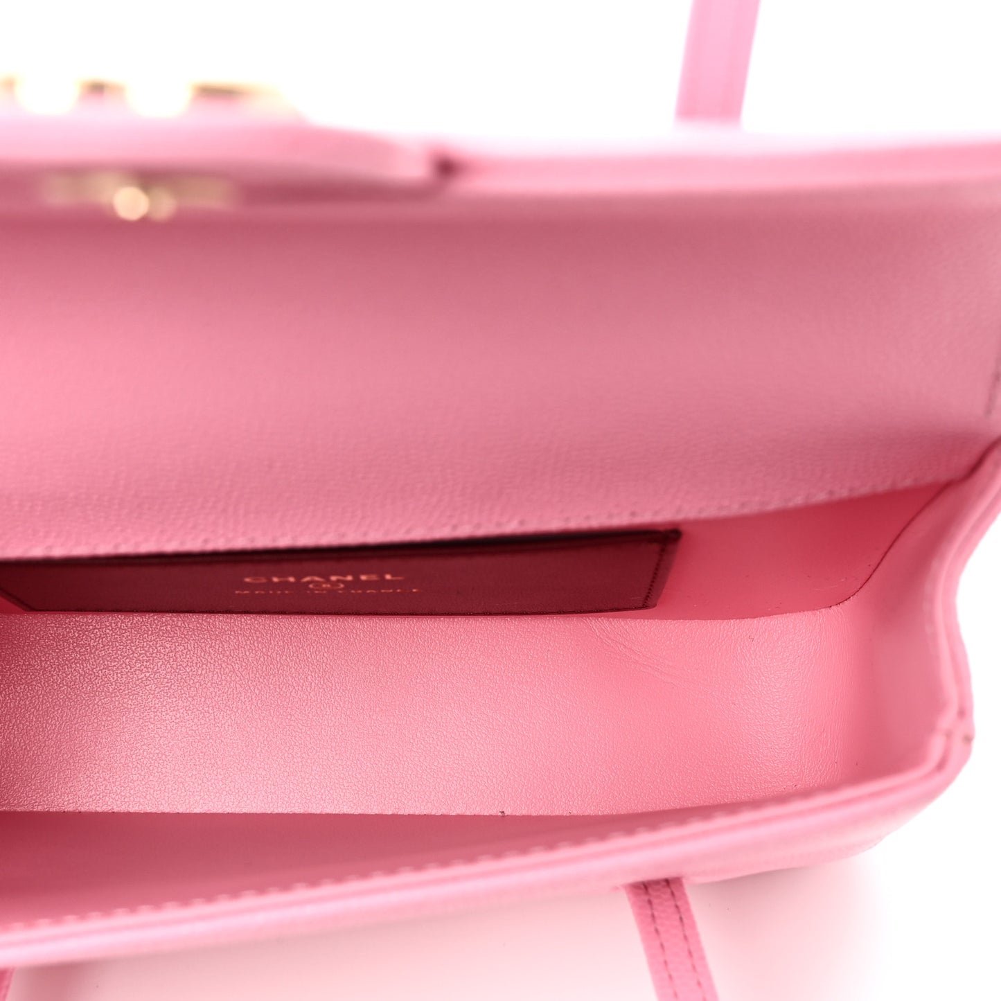 Shiny Caviar Mini Preppy Coco Shoulder Bag Pink