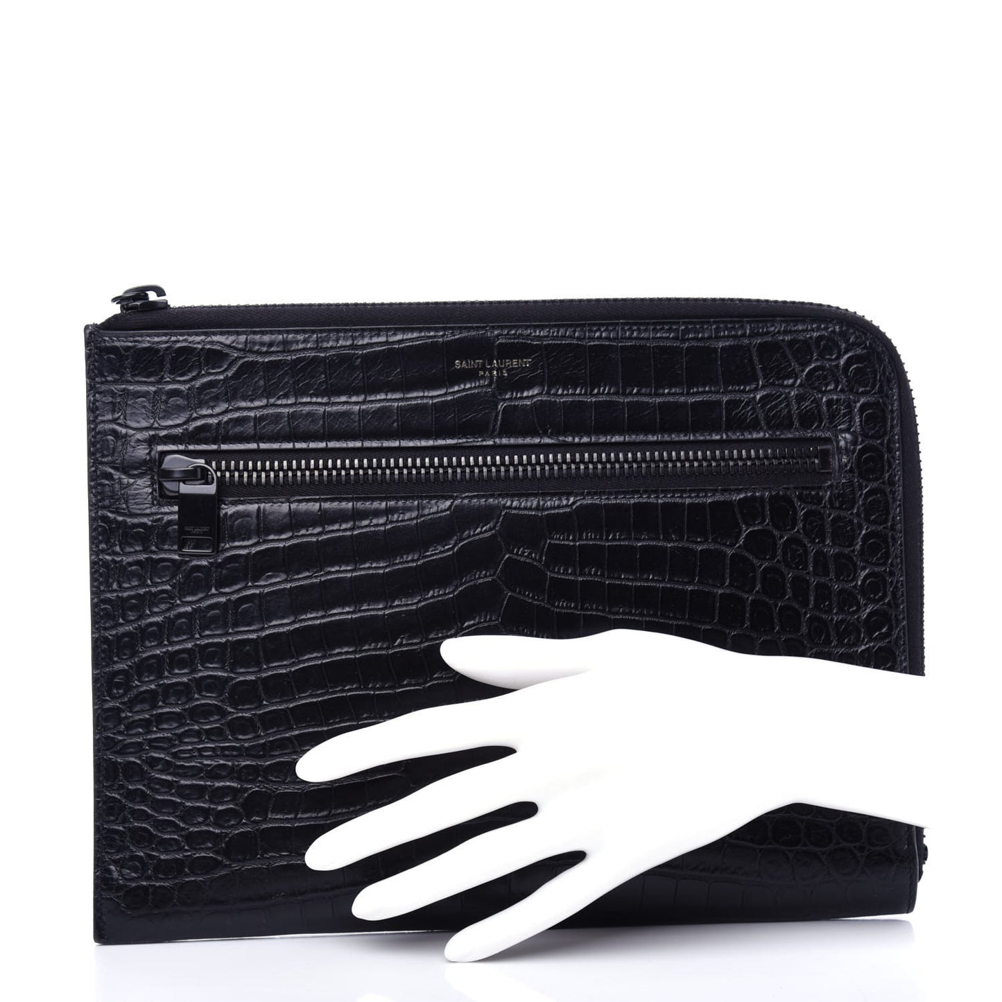 Calfskin Crocodile Embossed iPad Case Black