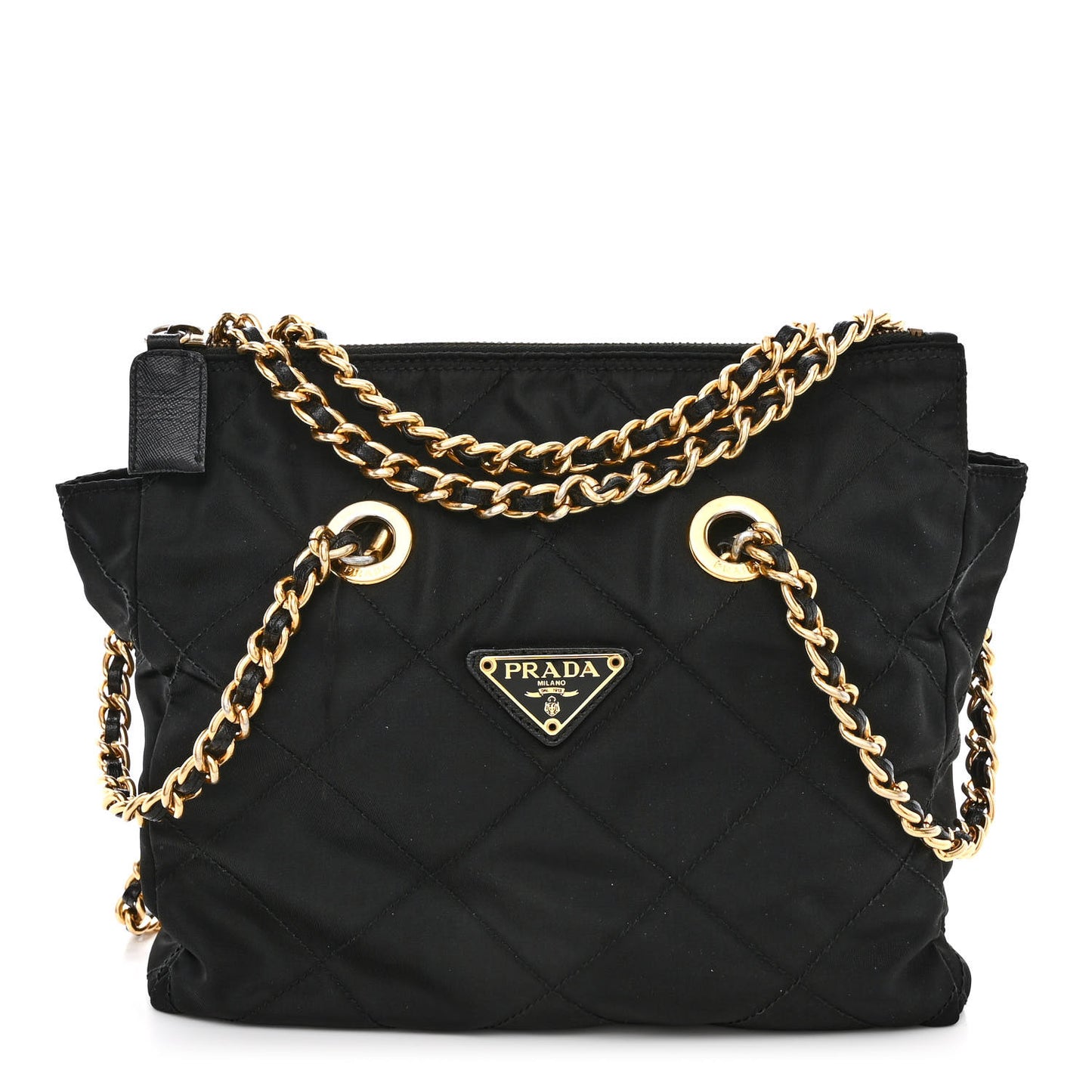 Nylon Tessuto Quilted Shoulder Bag Black