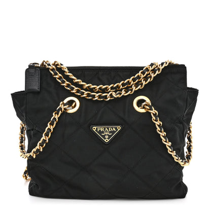Prada Nylon Tessuto Quilted Shoulder Bag Black 4 of 15