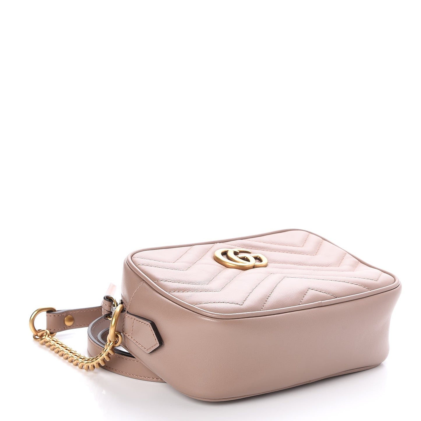 Calfskin Matelasse Mini GG Marmont Chain Shoulder Bag Nude