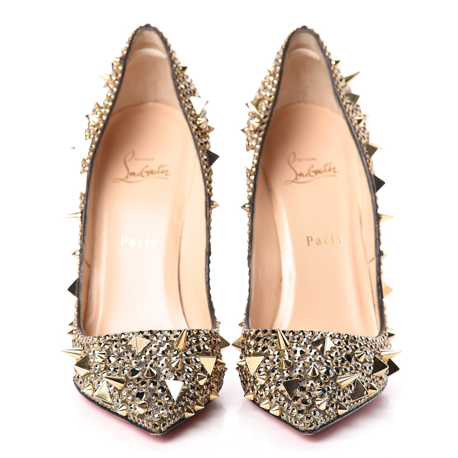 Christian Louboutin Potpourri Strass Pigalli 120 Pumps 39.5 Hematite Gold 2 of 17