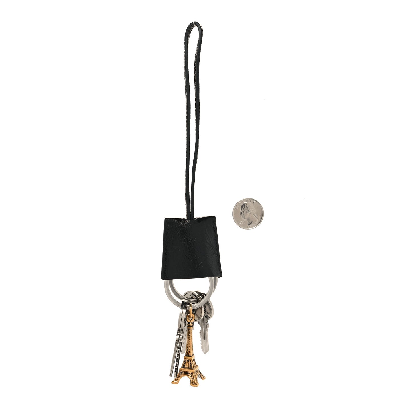 Agneau Classic Hardware Key Ring Bag Charm Black