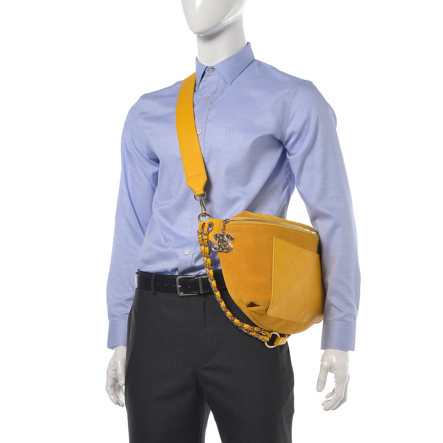 Chanel X PHARRELL WILLIAMS Suede Lambskin Oversized Waist Belt Bag Jaune Yellow 5 of 15