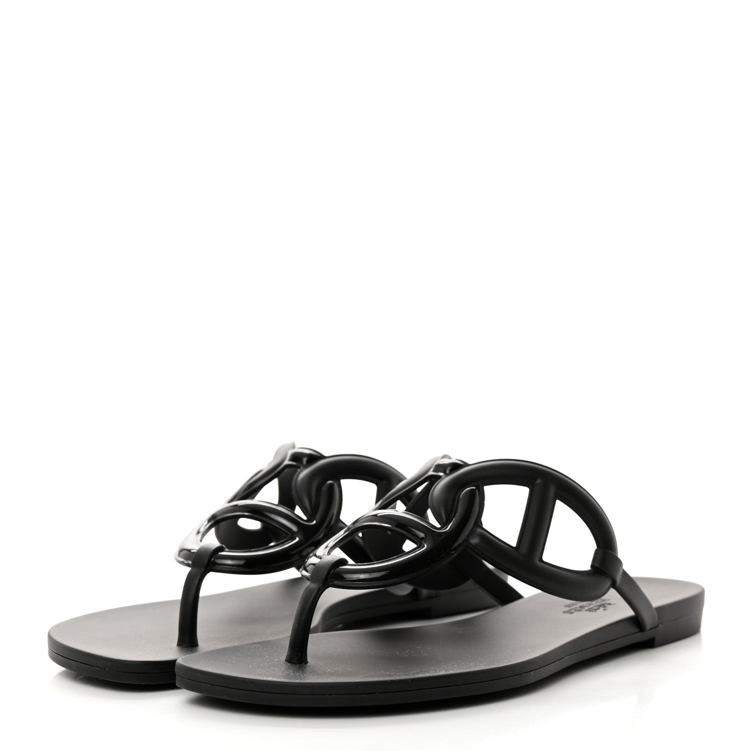 Hermes Rubber Womens Egerie Sandals 38 Black 3 of 9