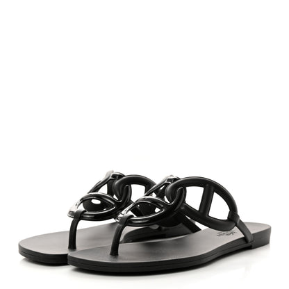 Hermes Rubber Womens Egerie Sandals 38 Black 3 of 9