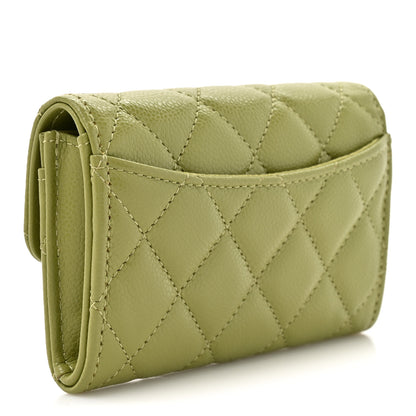 Chanel Caviar Quilted Flap Card Holder Wallet Khaki 3 of 8
