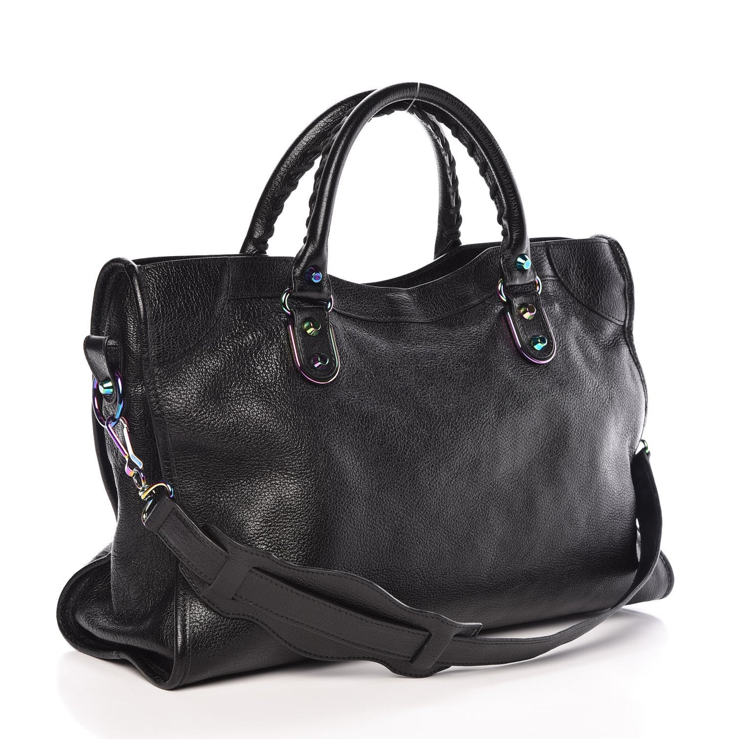 Chevre Iridescent Metallic Edge Hardware City Black