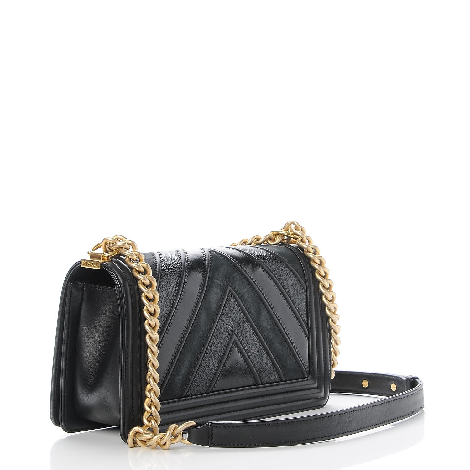 Chanel Caviar Suede Calfskin Chevron Medium Boy Flap Black 3 of 13
