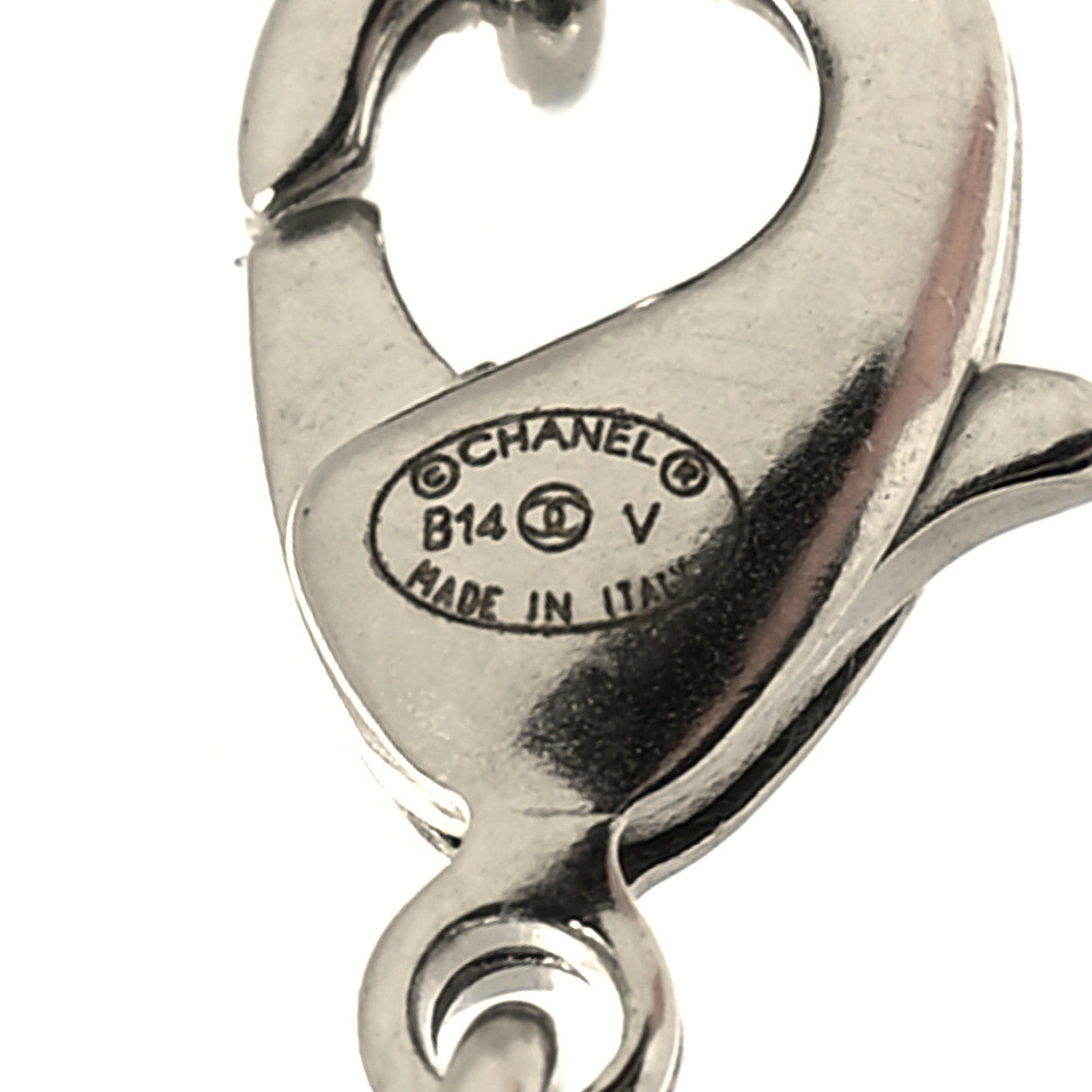 Crystal Pearl Twisted CC Drop Necklace Silver