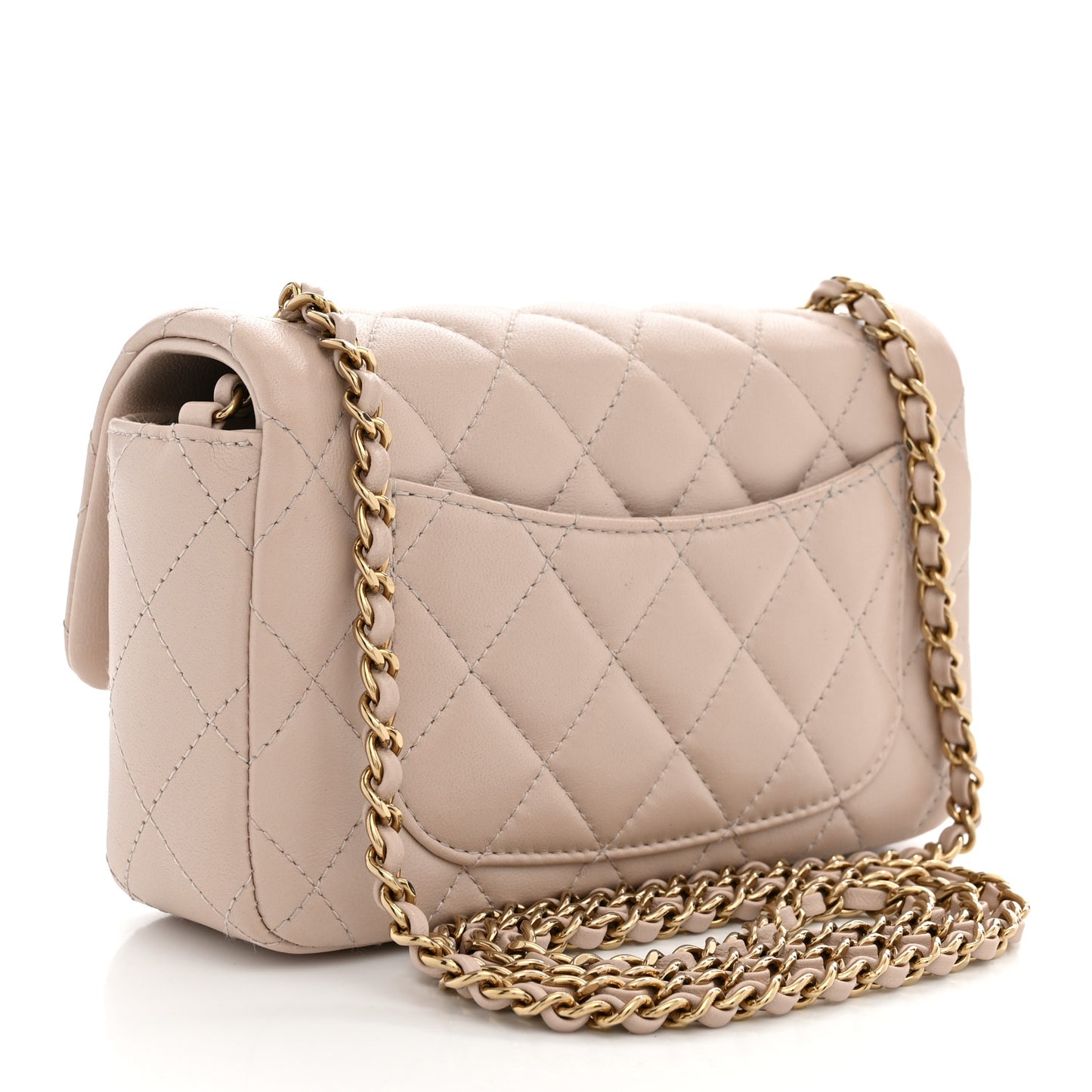 Lambskin Quilted Mini Rectangular Flap Pink