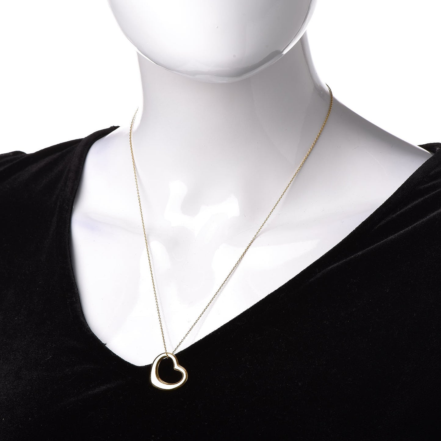 18K Yellow Gold 22mm Elsa Peretti Open Heart Pendant Necklace