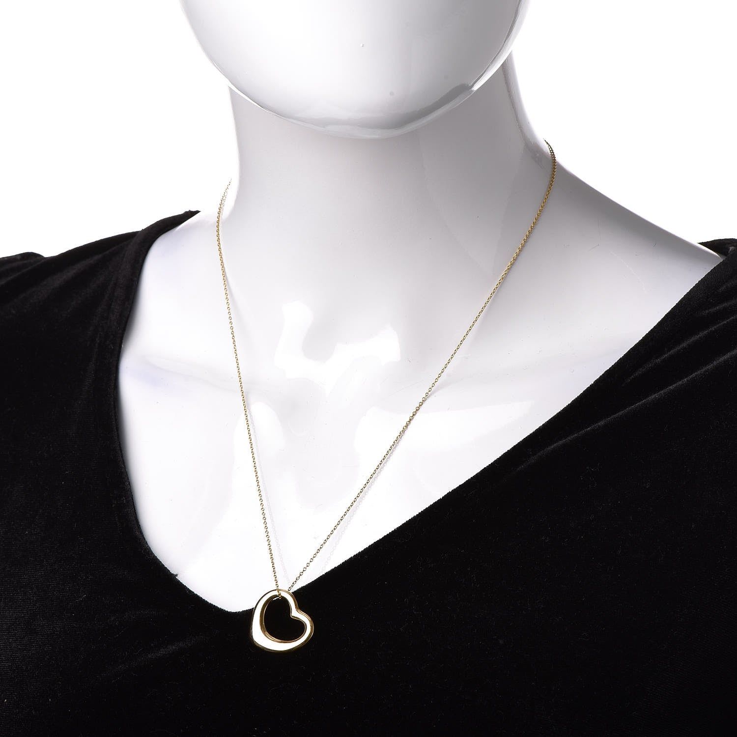 Tiffany 18K Yellow Gold 22mm Elsa Peretti Open Heart Pendant Necklace 2 of 6