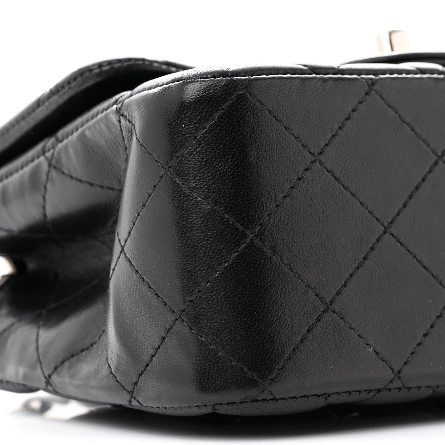 Lambskin Quilted Mini Square Flap Black