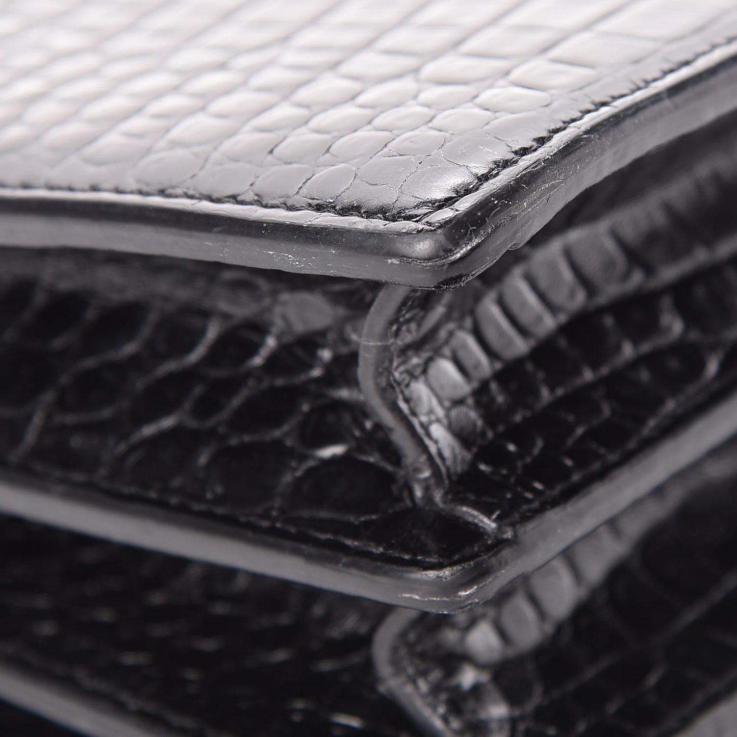 Calfskin Crocodile Embossed Medium Monochrome Monogram Sunset Black
