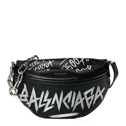 Balenciaga Agneau Arena Graffiti All Over XS Souvenir Belt Bag Black White 1 of 10