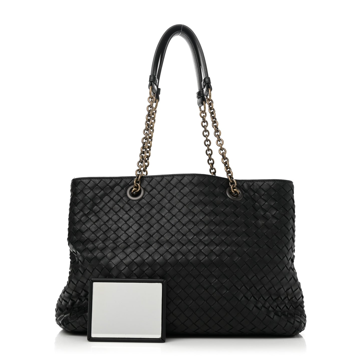 Nappa Intrecciato Medium Classic Chain Strap Tote Black