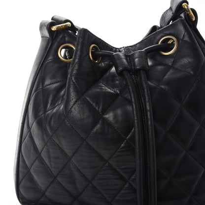 Chanel Lambskin Quilted Drawstring Bag Black 12 of 19