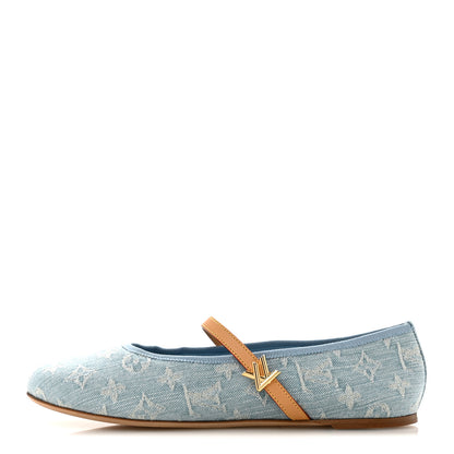 Louis Vuitton Denim Monogram Romy Flat Ballerinas 41 Blue 1 of 9