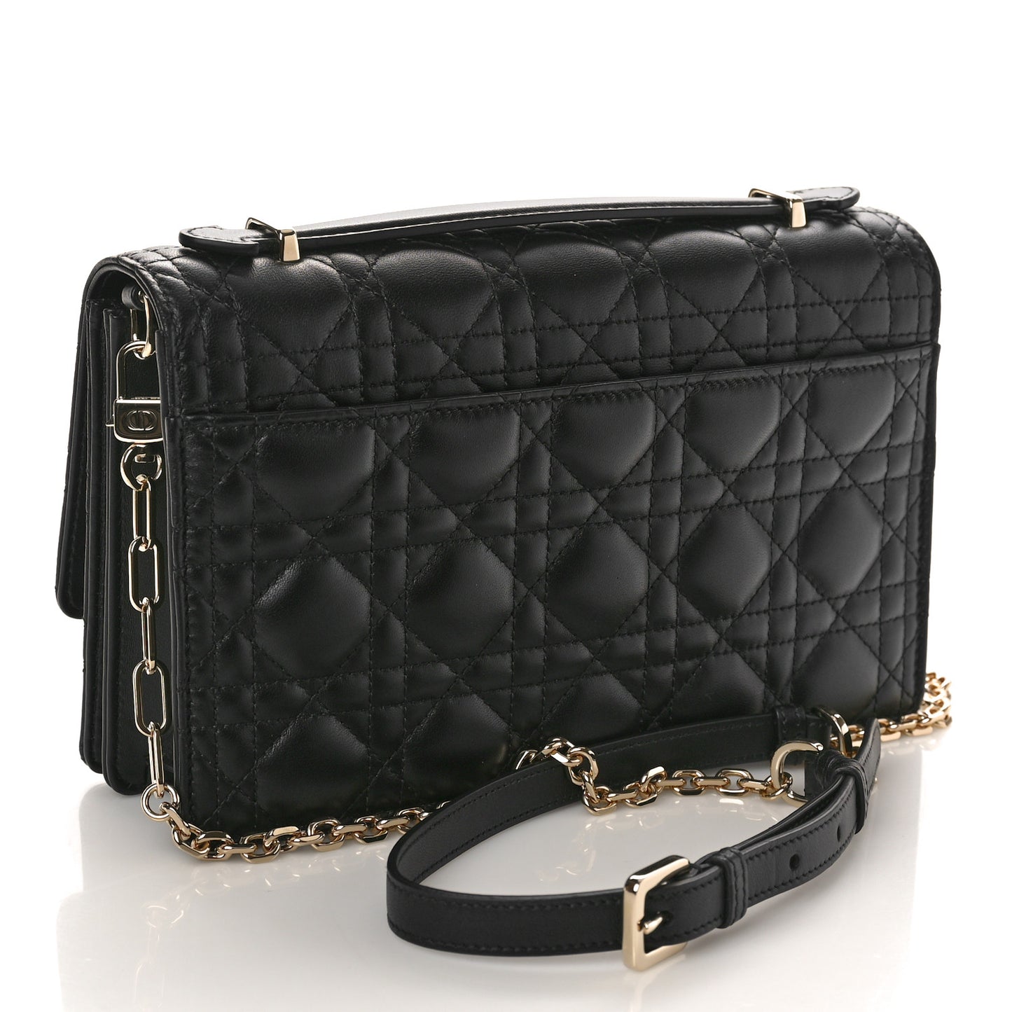 Lambskin Cannage Miss Dior Top Handle Bag Black