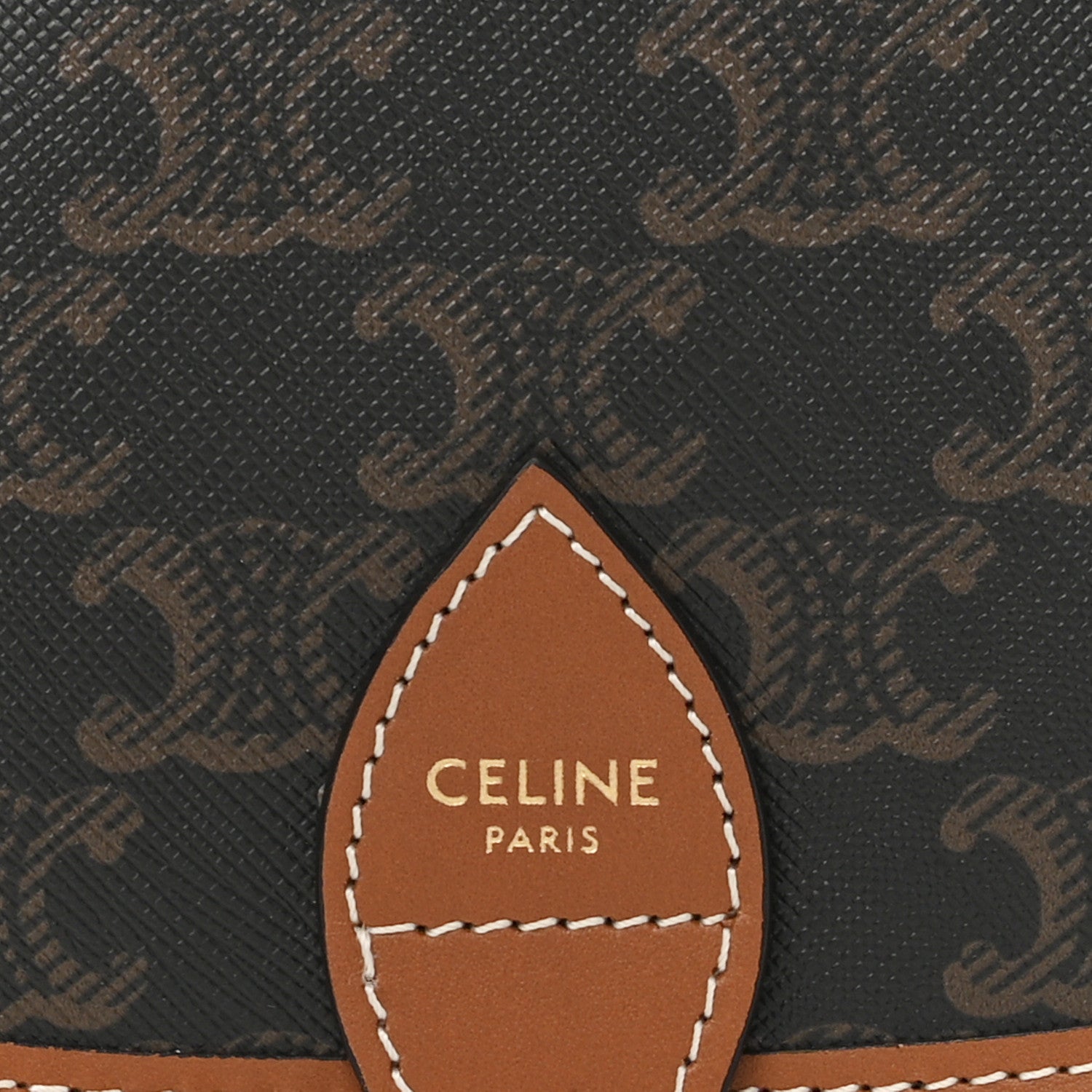 Celine Triomphe Canvas Medium Folco Bag Tan 7 of 12