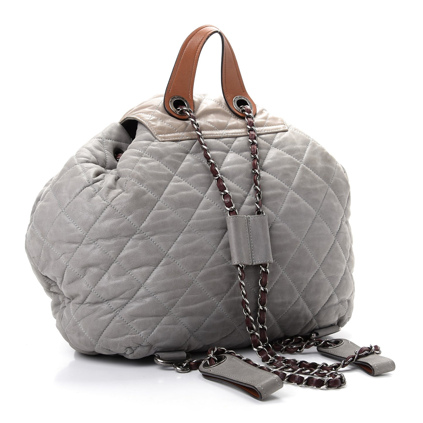 Iridescent Calfskin Quilted In The Mix Backpack Grey