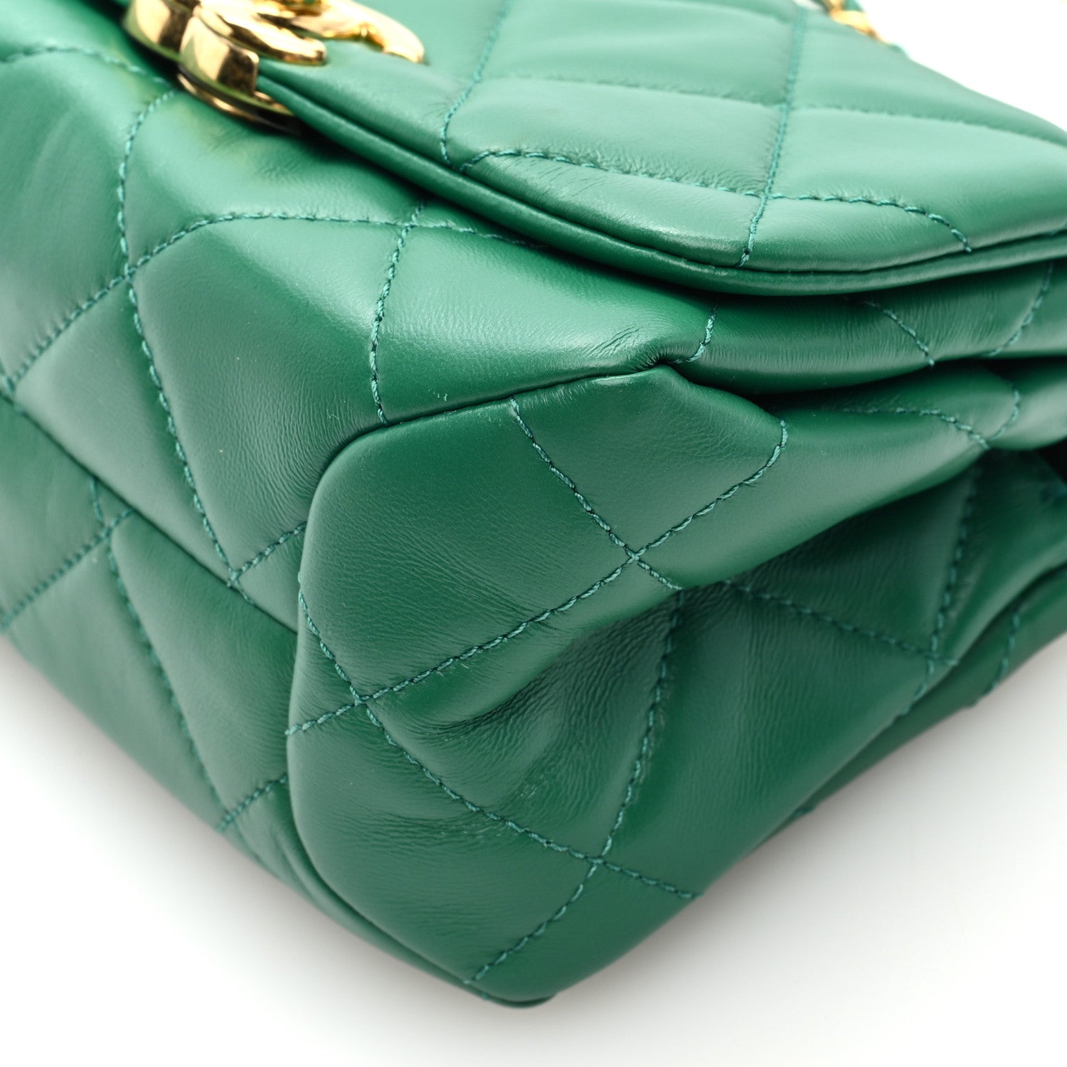 Chanel Lambskin Quilted Mini Color Match Flap Green 10 of 11
