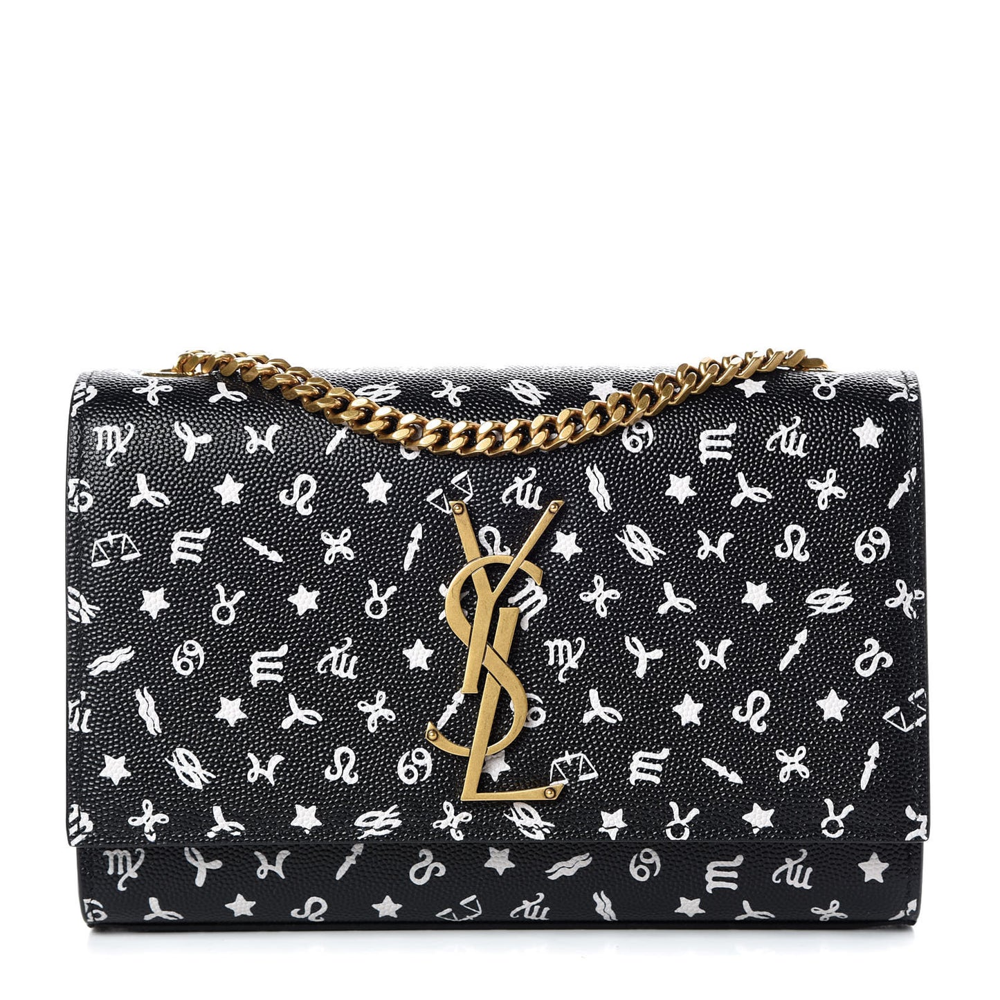 Grain De Poudre Zodiac Print Small Monogram Kate Satchel Black