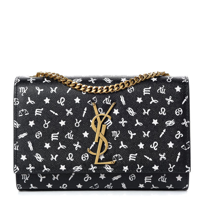 Saint Laurent Grain De Poudre Zodiac Print Small Monogram Kate Satchel Black 1 of 10