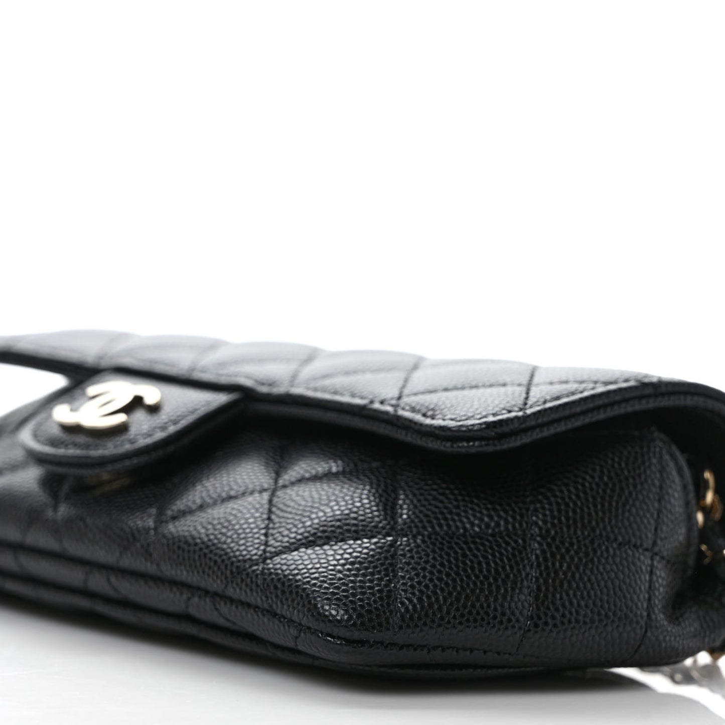 Caviar Quilted Glasses Case With Chain Black