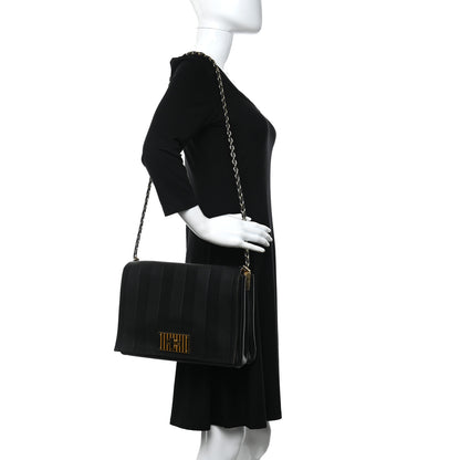 Fendi Grained Calfskin Pequin Embossed Medium Claudia Shoulder Bag Black 2 of 9