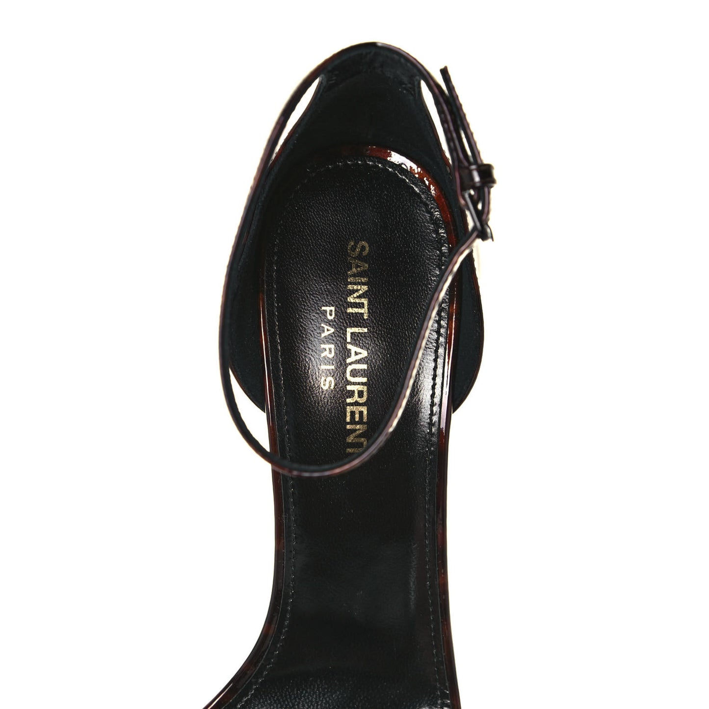 Patent Calfskin Amber 105 Ankle Strap Sandals 38.5 Tortoiseshell