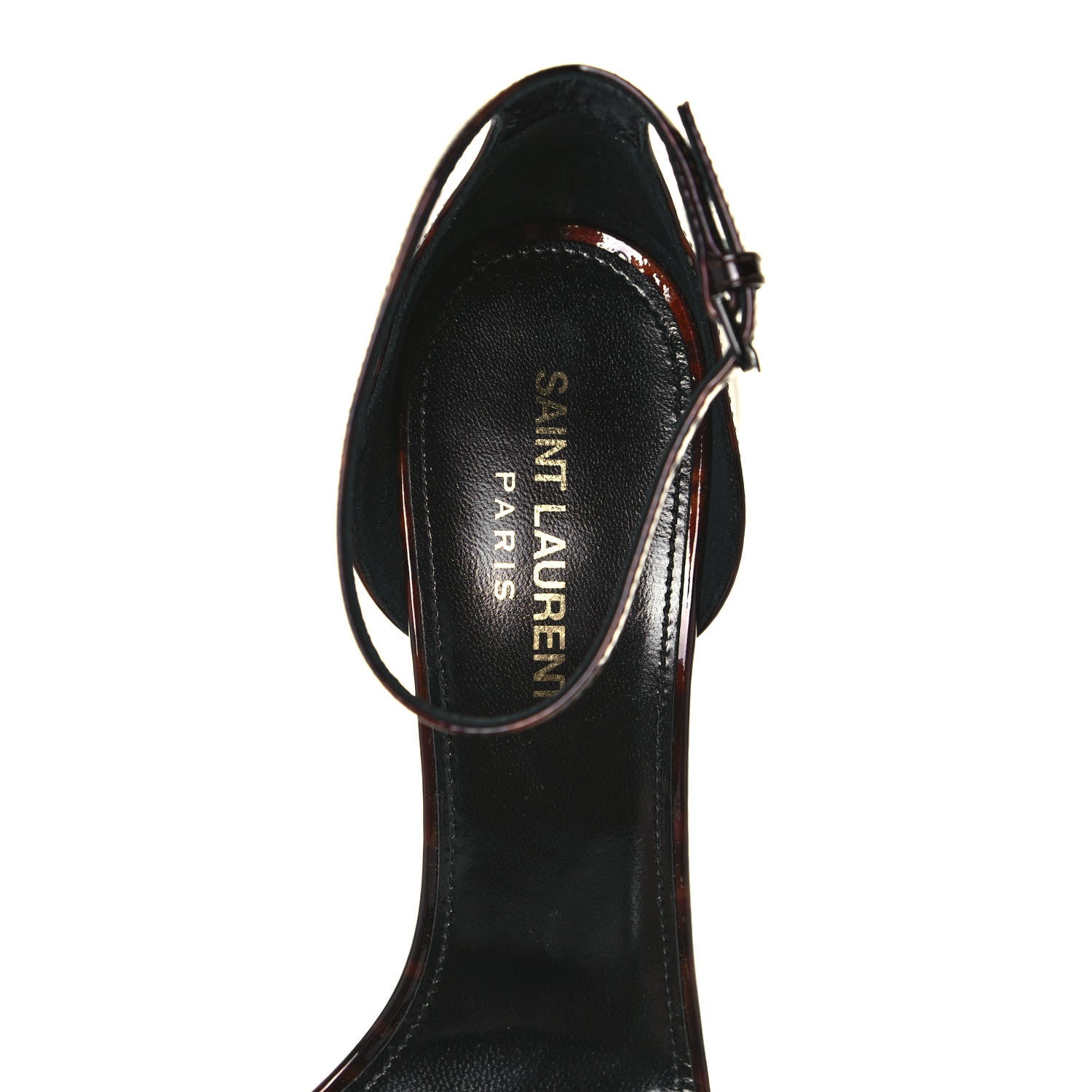 Saint Laurent Patent Calfskin Amber 105 Ankle Strap Sandals 38.5 Tortoiseshell 7 of 8