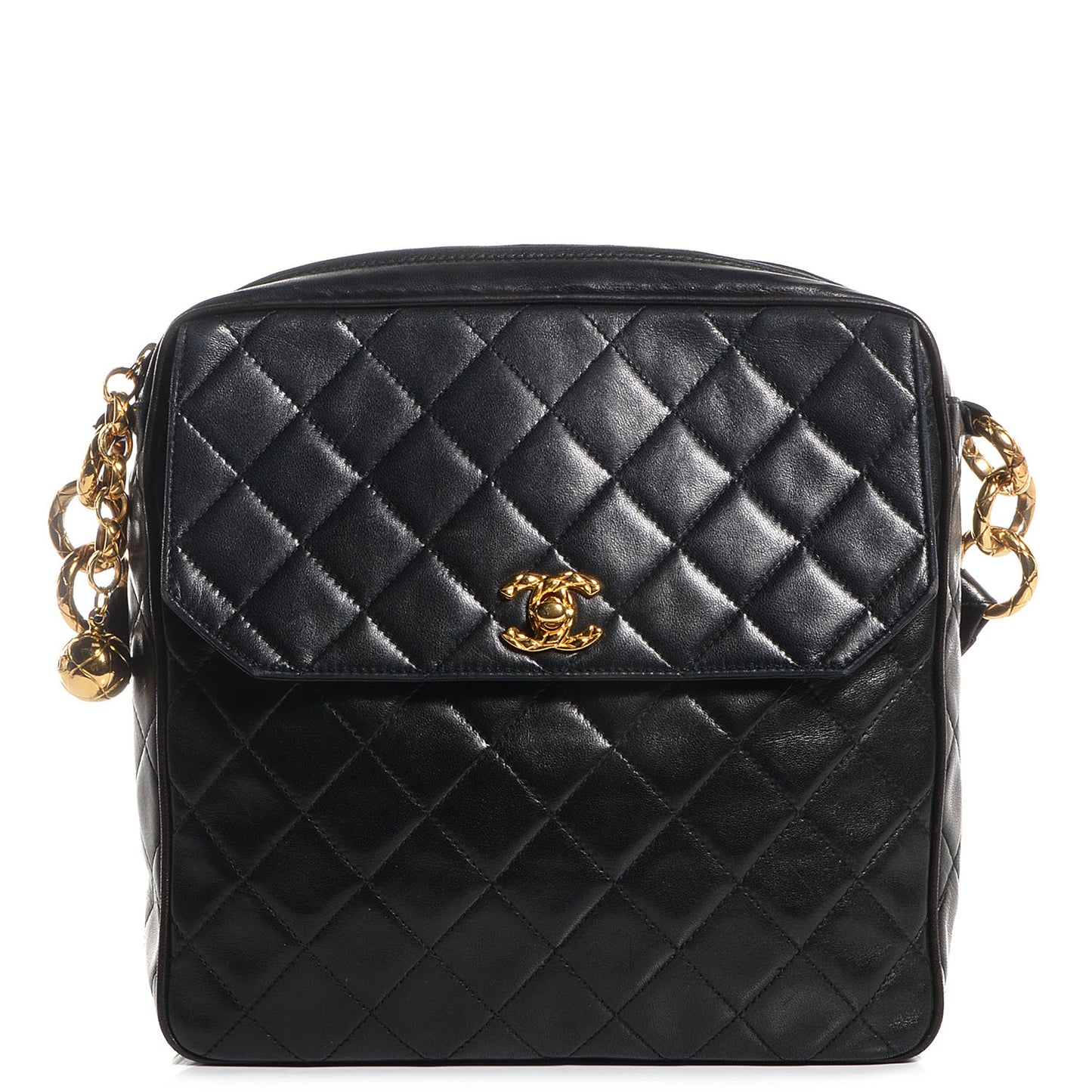 Lambskin Quilted Shoulder Bag Black