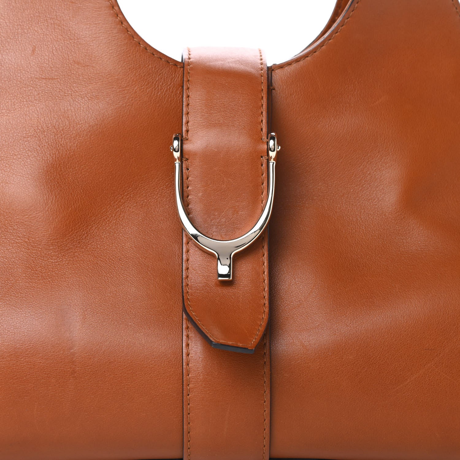 Gucci Calfskin Medium Stirrup Top Handle Bag Brown 8 of 17