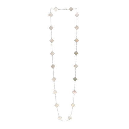 Van Cleef & Arpels 18K White Gold Mother of Pearl 20 Motifs Vintage Alhambra Necklace 3 of 6