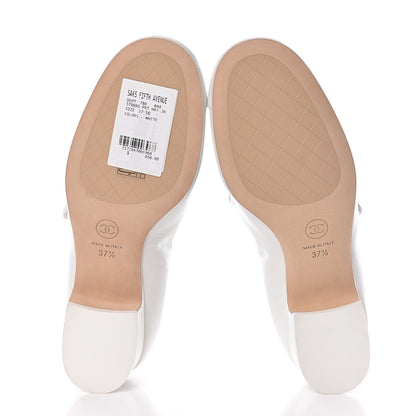 Chanel Patent Calfskin Mary Jane Strap Pumps 37.5 White 5 of 8