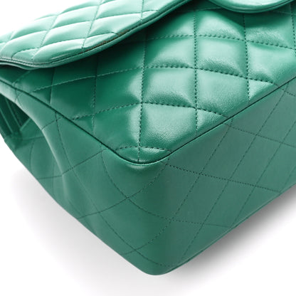 Chanel Lambskin Quilted Jumbo Double Flap Green 9 of 15