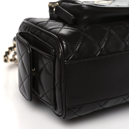 Chanel Shiny Crumpled Lambskin Quilted Medium Preppy Pocket Camera Case Dark Brown 9 of 11