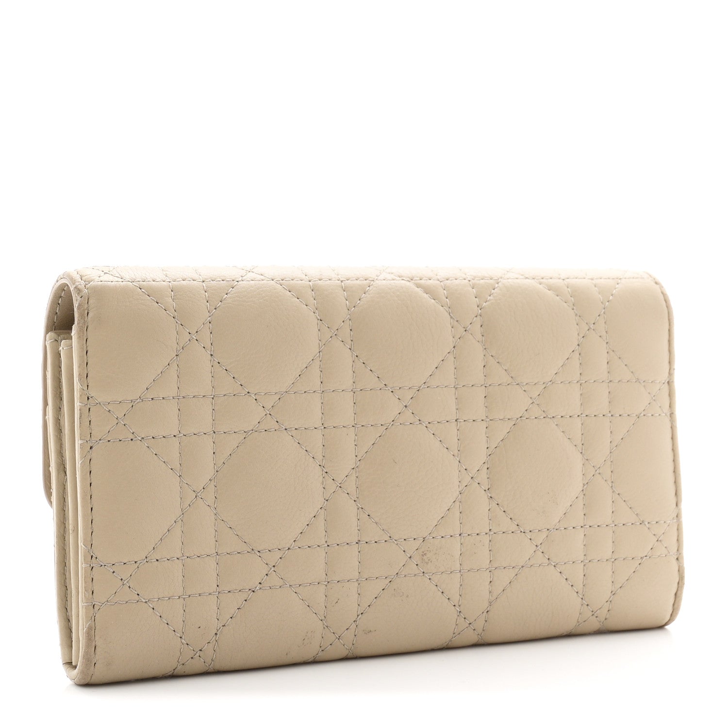Christian Dior Supple Calfskin Cannage Caro Wallet Sand 3 of 7
