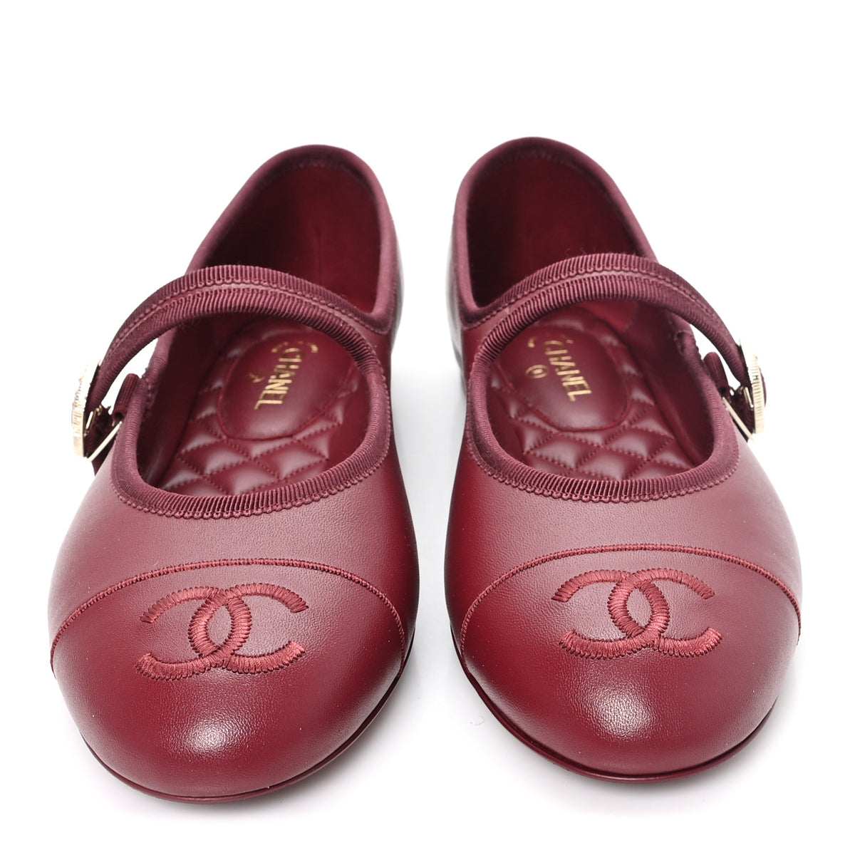 Lambskin Mary Jane Flats 39 Burgundy