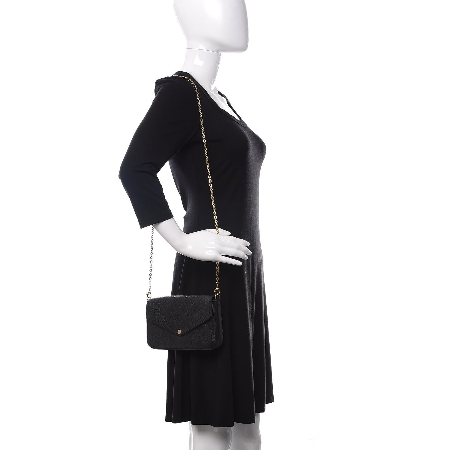 Louis Vuitton Empreinte Pochette Felicie Chain Wallet Black 2 of 12