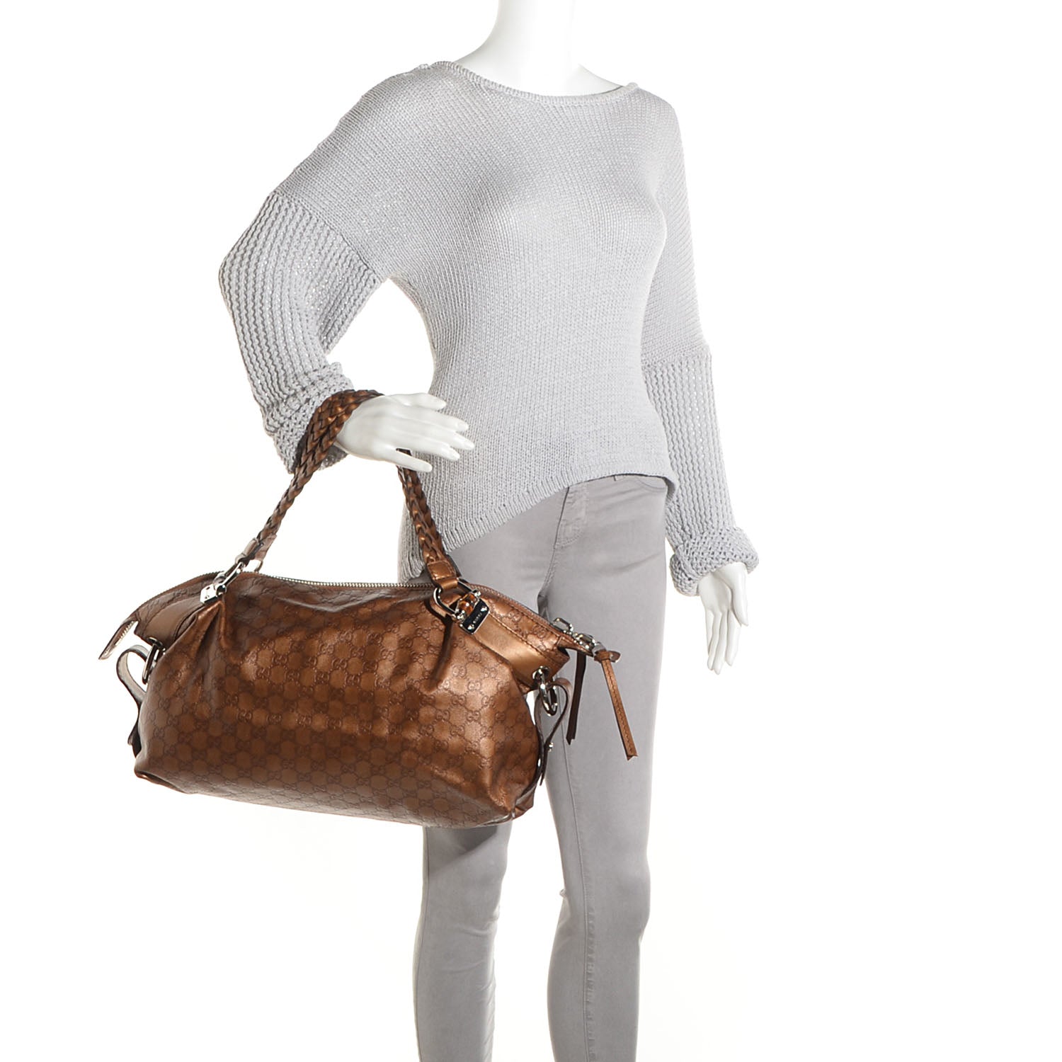 Gucci Guccissima Medium Bamboo Bar Tote Bronze 2 of 7