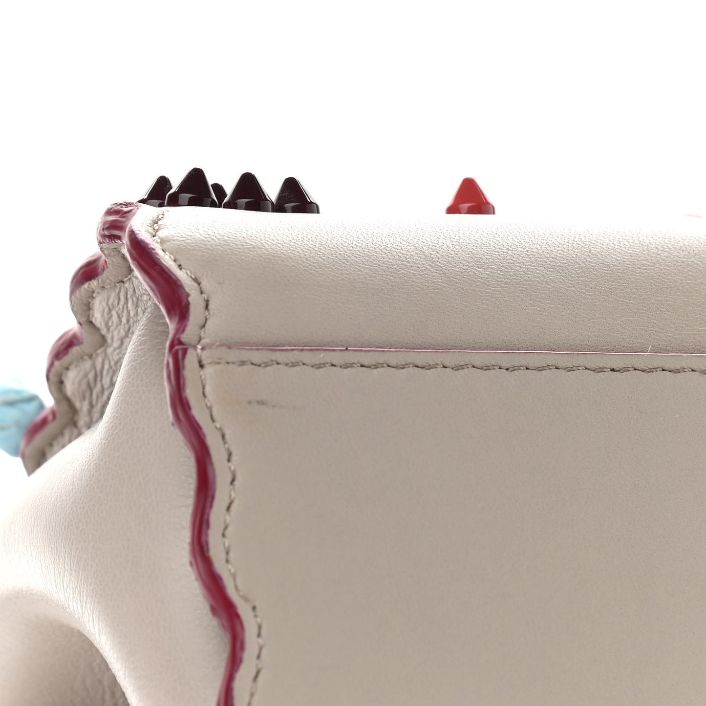 Nappa Embroidered Flower Scalloped Mini Peekaboo Iconic Satchel Grigio Polvere