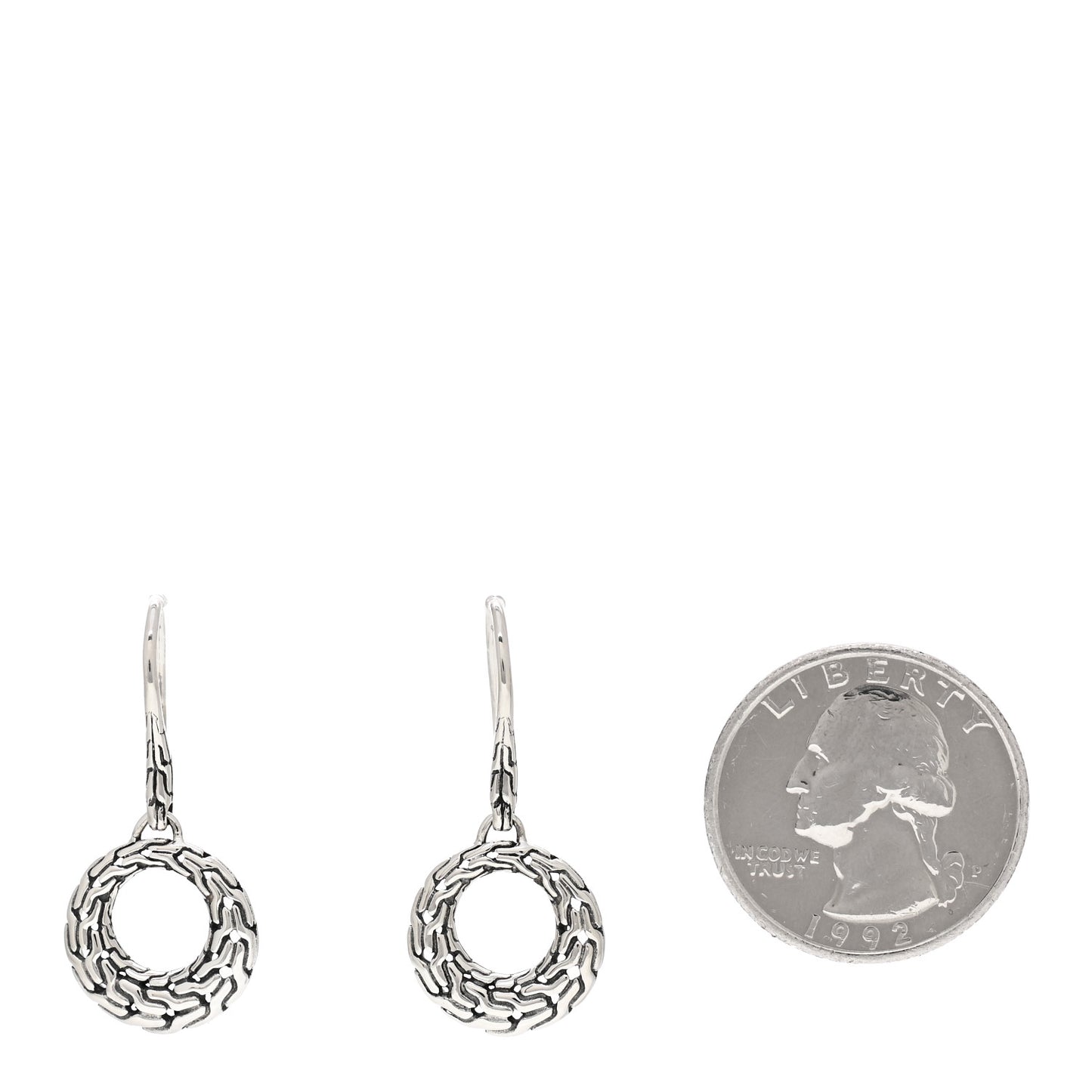 Sterling Silver Classic Chain Filigree Circle Drop Earrings