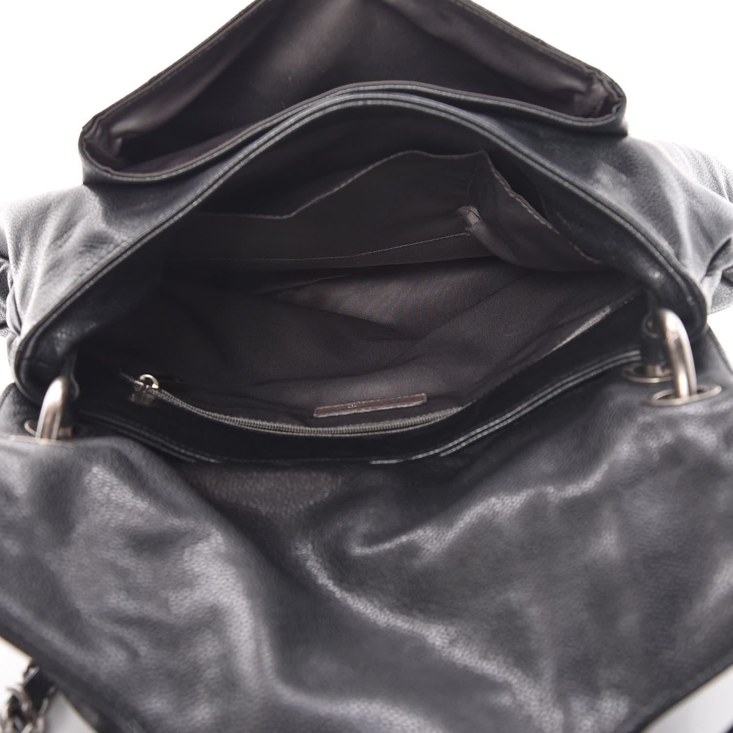 Chanel Glazed Caviar Flap Hobo Dark Grey 8 of 10