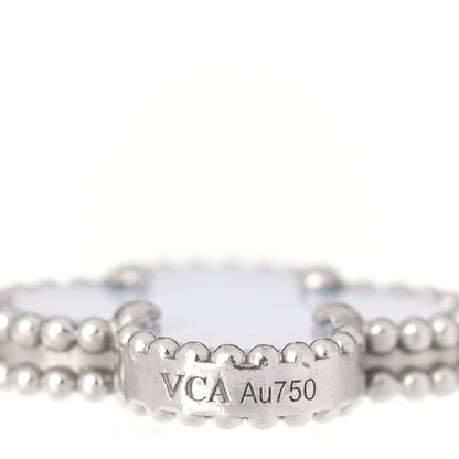 Van Cleef & Arpels 18K White Gold Chalcedony 5 Motifs Vintage Alhambra Bracelet 4 of 6