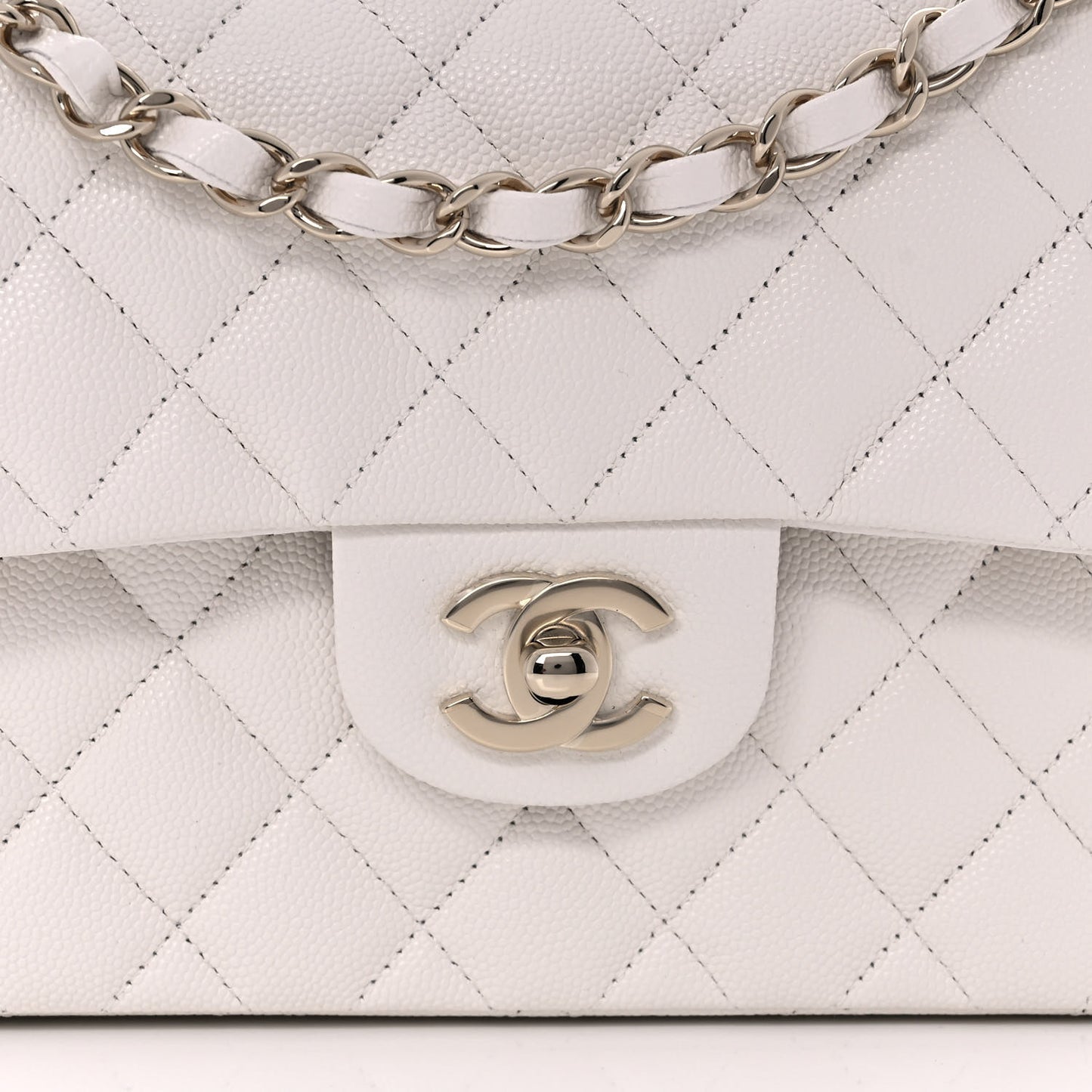 Caviar Quilted Small Double Flap White